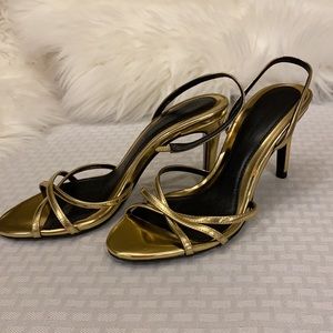Zara strappy gold heels